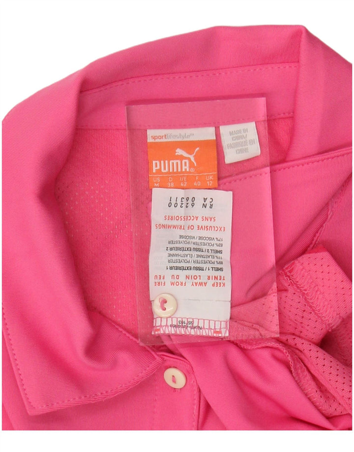 PUMA Polo para mujer UK 12 Poliéster geométrico rosa medio