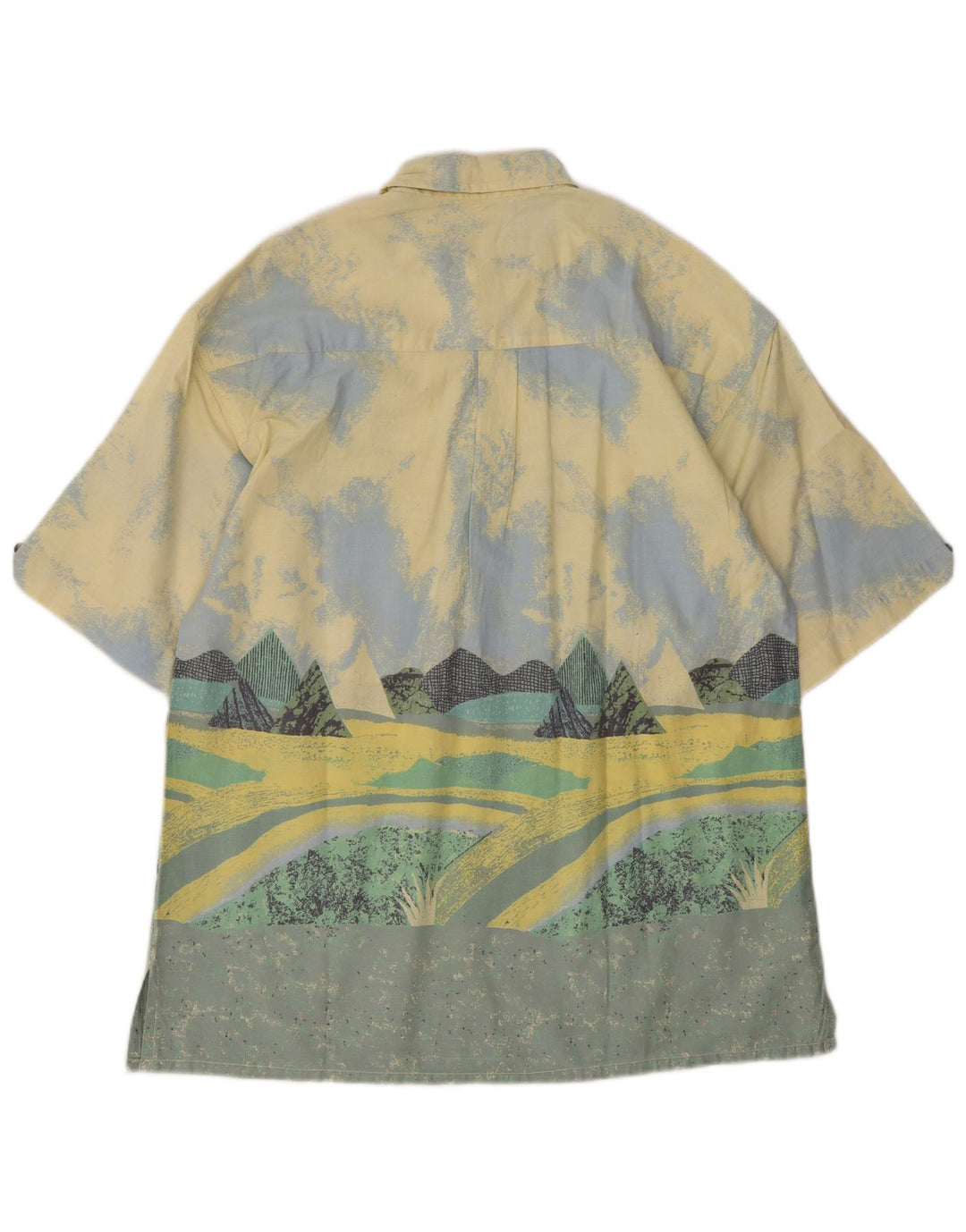 Fieldwork Camisa estampada de manga corta para hombre de algodón color block en amarillo medio