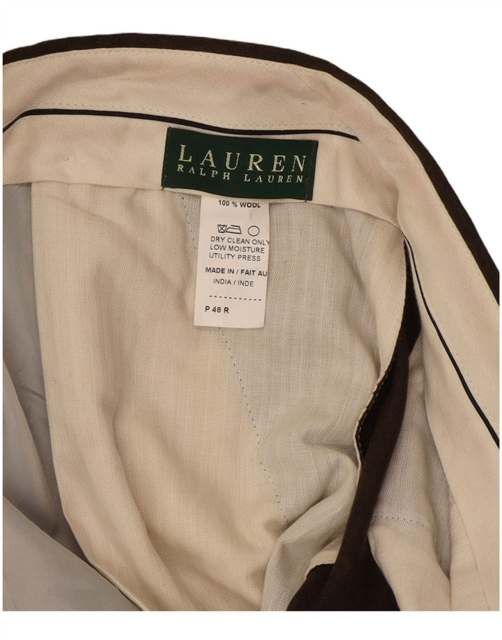 RALPH LAUREN Pantalón de traje con pinzas para hombre W46 L33 Lana marrón