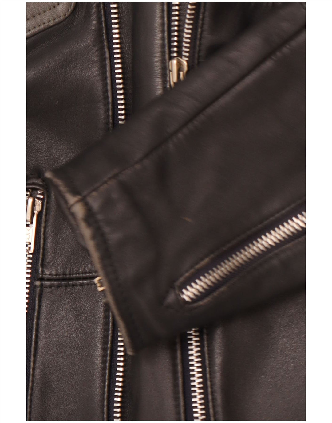 MQP Chaqueta motera de cuero para hombre UK 46 3XL Cuero color block negro