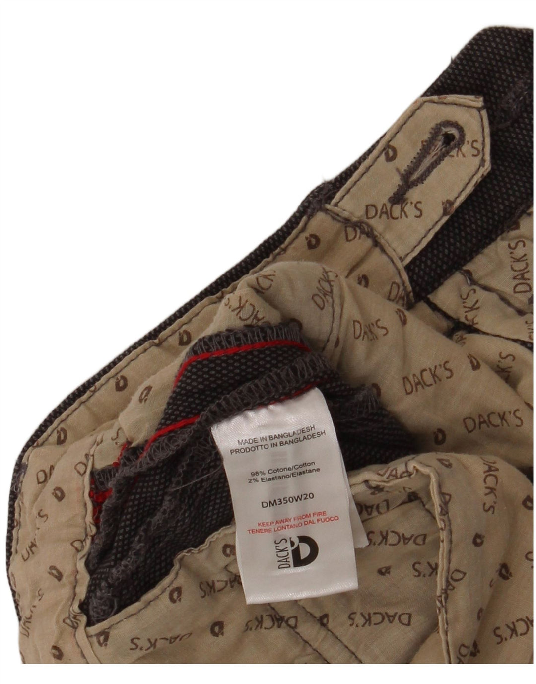 DACK'S Pantalón de traje delgado para hombre IT 46 Small W30 L28 Algodón gris