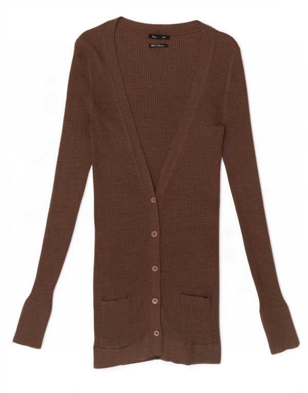 Massimo Dutti Cárdigan Largo para Mujer UK 40 Small Lana Marrón