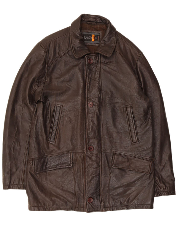 Blackthorn Abrigo de cuero para hombre IT 52 XL Cuero marrón