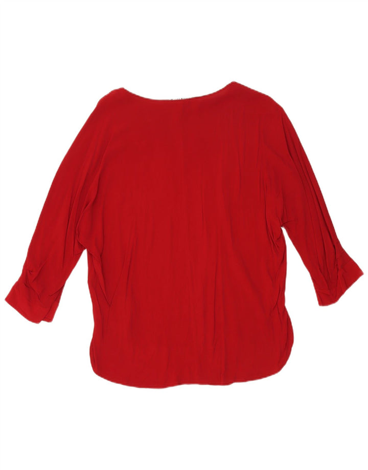 Zara Blusa extragrande con manga 3/4 para mujer UK 10 Small Viscosa roja