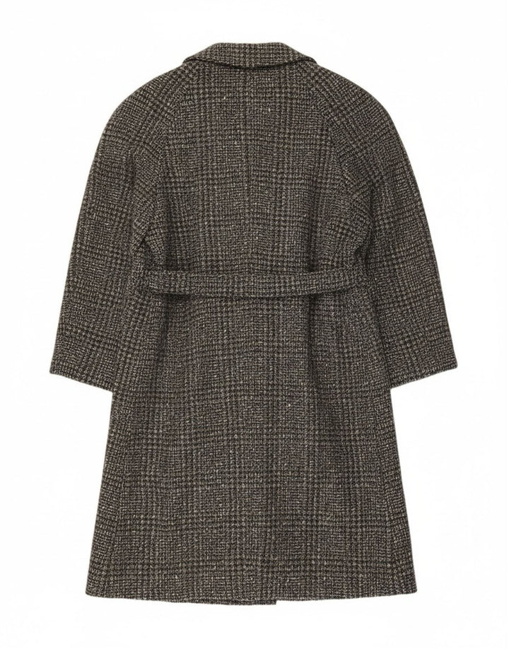 Abrigo vintage para mujer IT 54 3XL Gris Check Lana Virgen