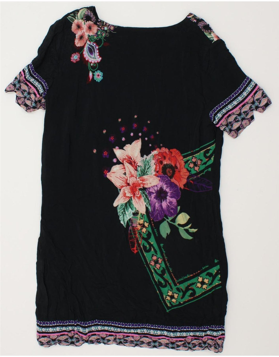 DESIGUAL Womens Sheath Dress EU 42 Large Black Floral Vintage Desigual and Second-Hand Desigual from Messina Hembry 