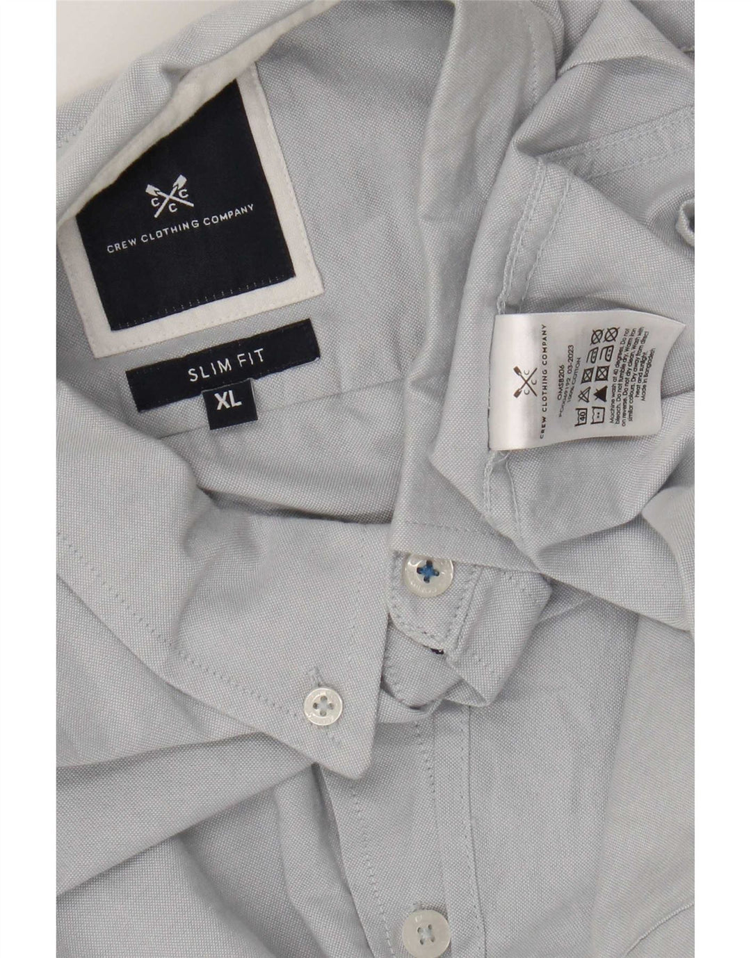 Crew Clothing Camisa ajustada para hombre Algodón azul medio