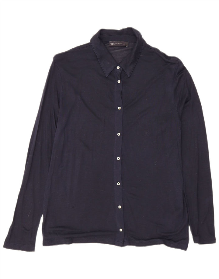 Marks & Spencer Camisa para mujer UK 10 Small Azul marino Viscosa