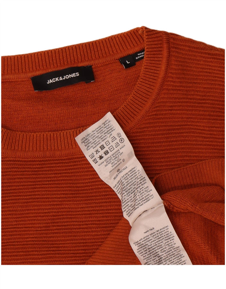 Jack & Jones Jersey con cuello redondo para hombre, talla grande, algodón naranja