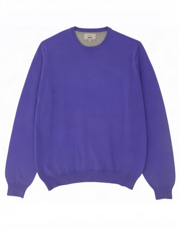 Marks & Spencer Suéter tipo jersey con cuello redondo y corte regular para hombre, talla grande, color morado