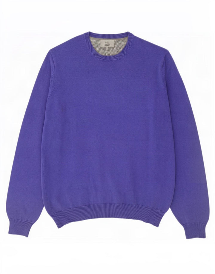 Marks & Spencer Suéter tipo jersey con cuello redondo y corte regular para hombre, talla grande, color morado