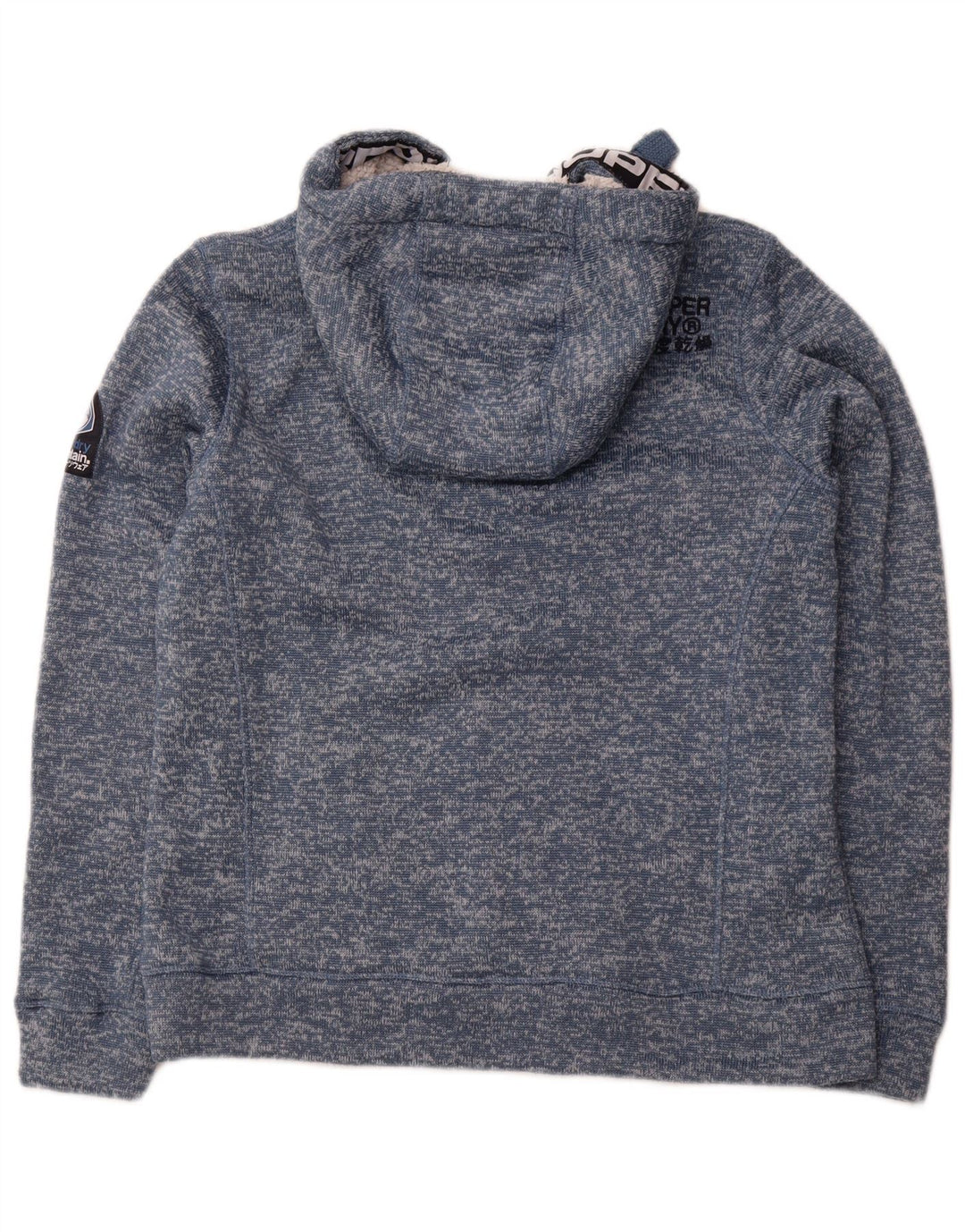 SUPERDRY Womens Zip Hoodie Sweater UK 16 Large  Blue Flecked Polyester