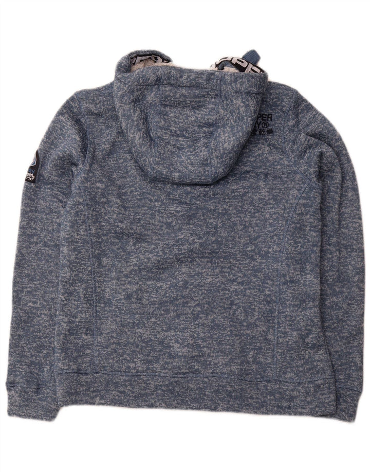 SUPERDRY Womens Zip Hoodie Sweater UK 16 Large  Blue Flecked Polyester