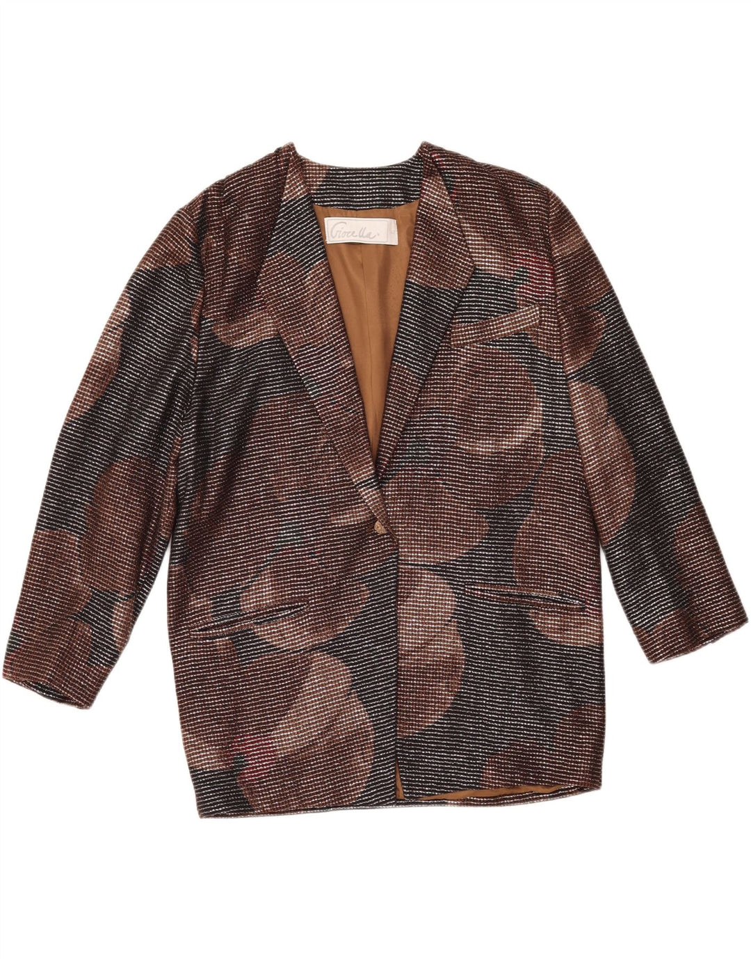 VINTAGE Mujer 1 Botón Blazer Chaqueta IT 46 Grande Multicolor Geométrico