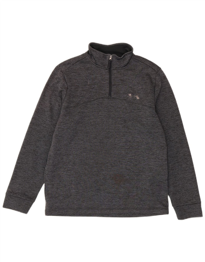 Under Armour Hombre Cold Gear Zip Neck Sudadera Jumper Gris Medio Moteado
