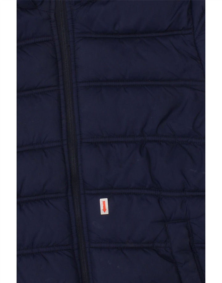 BENETTON Boys Hooded Padded Jacket 8-9 Years Large  Navy Blue Polyester Vintage Benetton and Second-Hand Benetton from Messina Hembry 