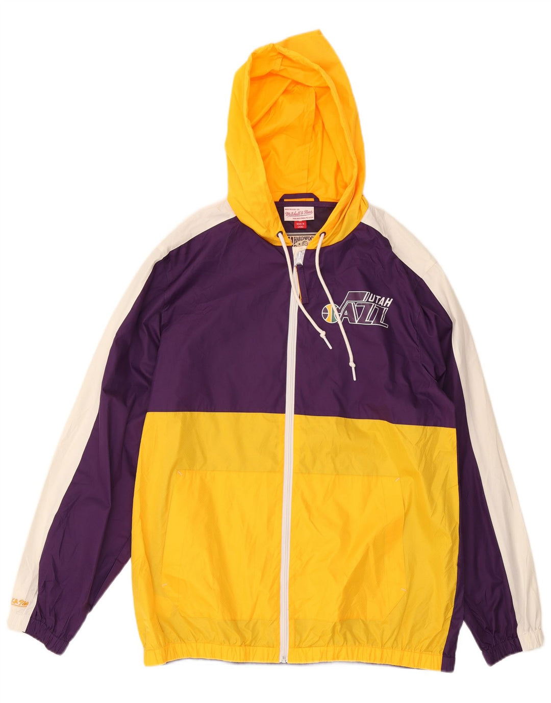 Mitchell & Ness Chaqueta impermeable gráfica para hombre Reino Unido 40 Grande Púrpura Colorblock