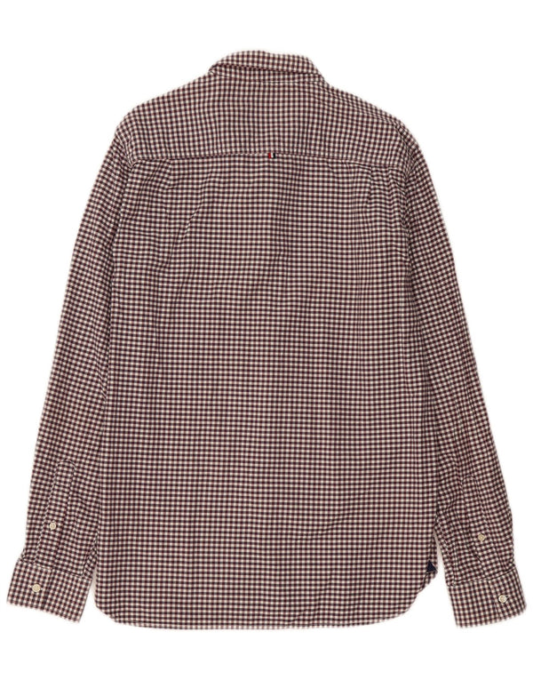 Camisa Superdry Hombre XL Algodón Vichy Burdeos