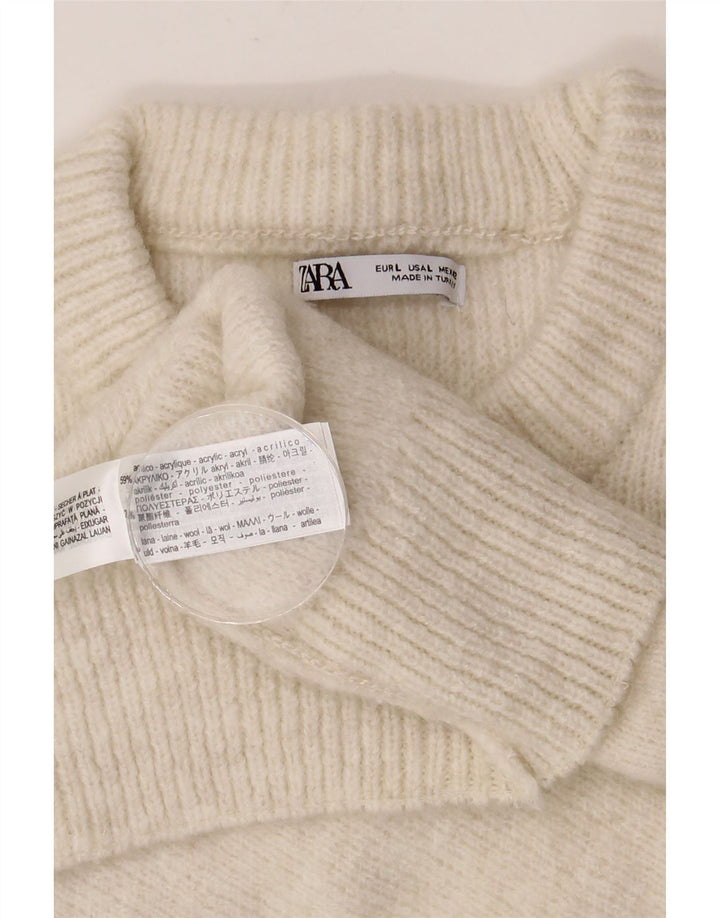 ZARA Hombre Jersey De Cuello Redondo Jersey Grande Acrílico Beige