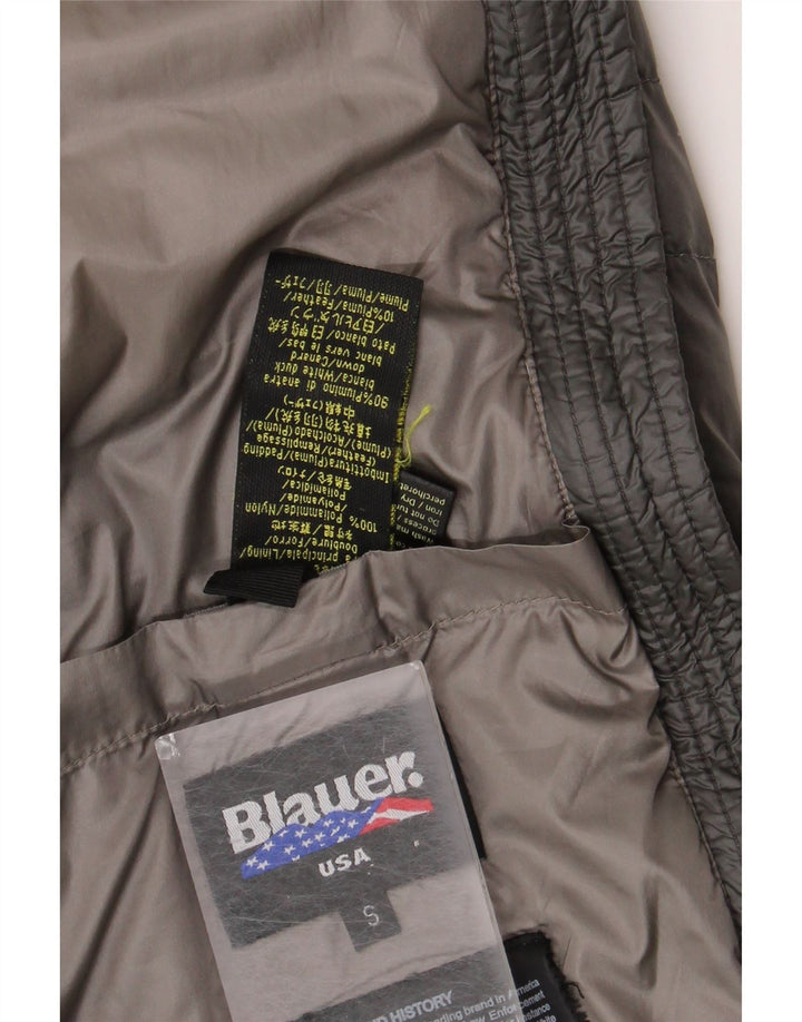 Blauer Chaqueta acolchada con capucha para hombre UK 36 Small Grey Nylon