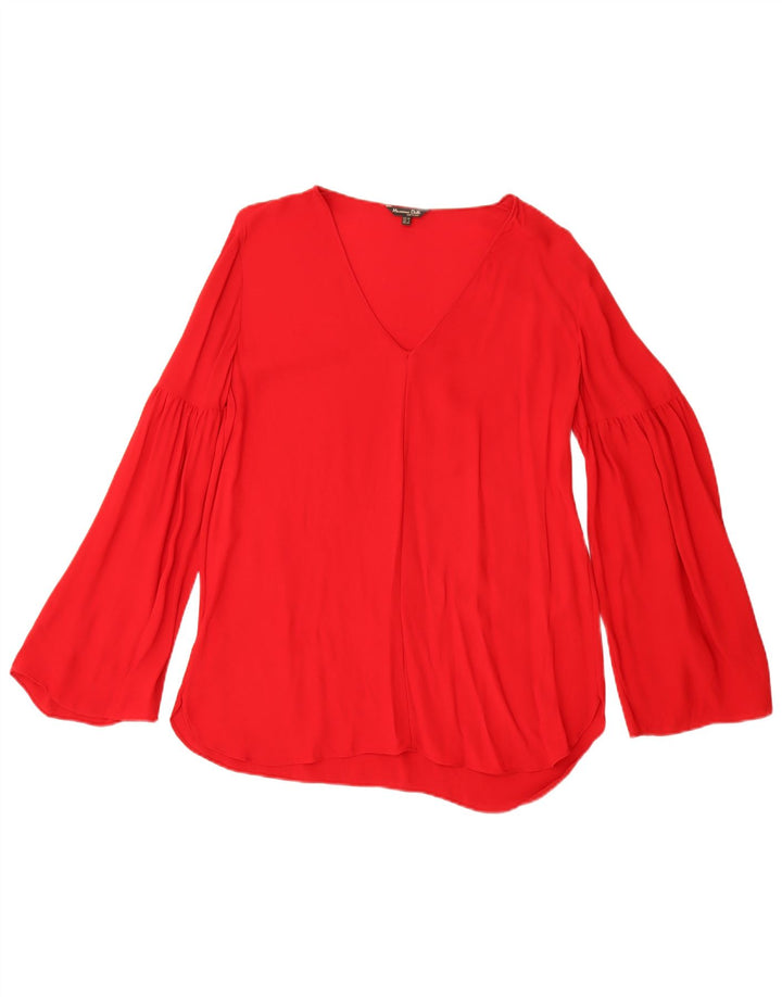 Massimo Dutti Blusa Manga Larga Mujer Top EU 38 Small Viscosa Rojo