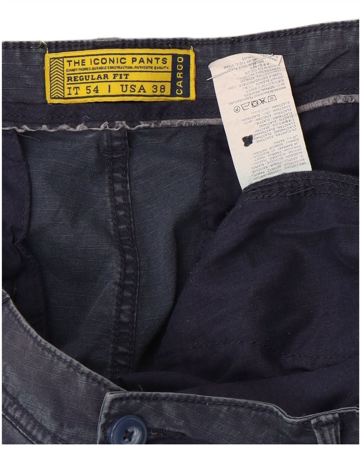 Vintage Hombres Regular Fit Cargo Shorts W38 XL Algodón Azul Marino