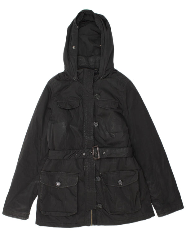 Woolrich Chaqueta utilitaria con capucha para mujer UK 44 Mediana Poliéster negro