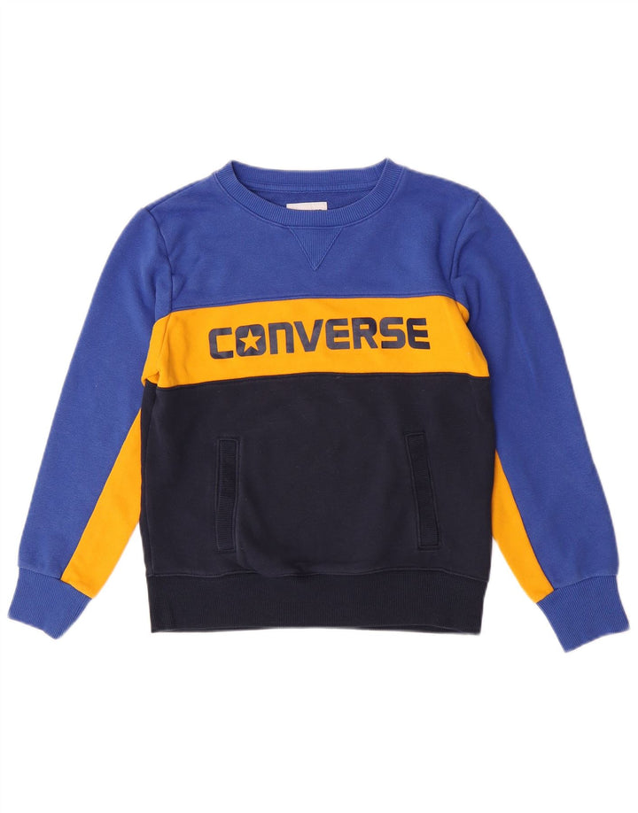 Converse - Sudadera gráfica para niños (10-11 años, tamaño mediano), color azul
