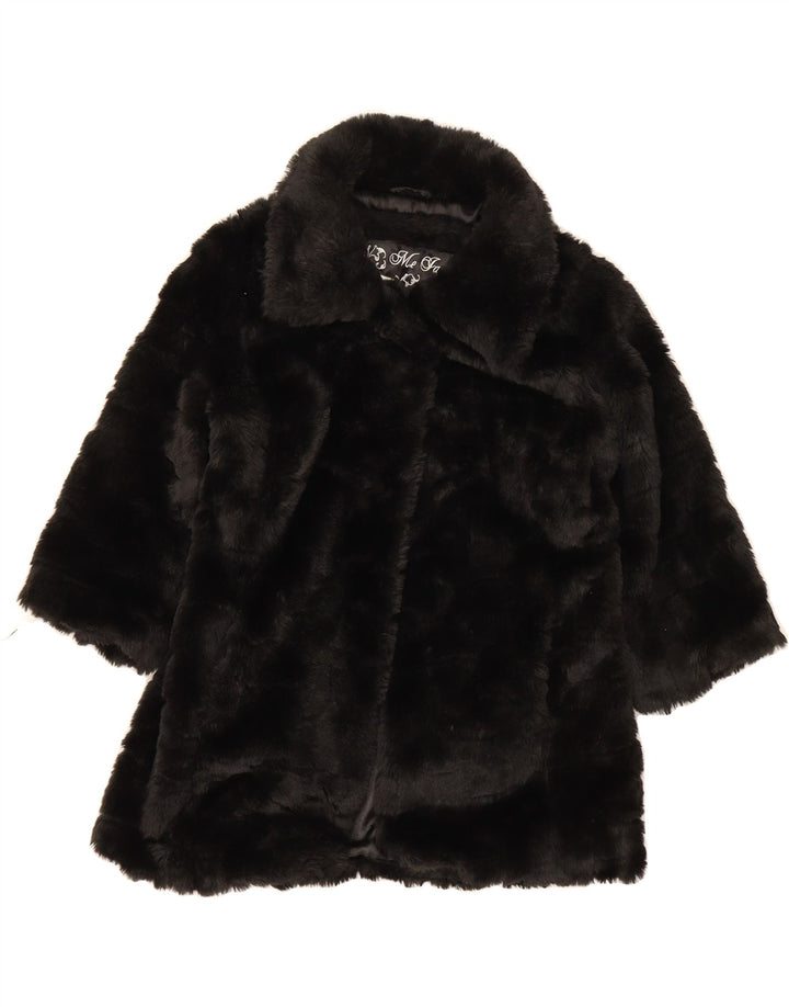 VINTAGE Womens Faux Fur Overcoat UK 10 Small Black Polyester Vintage Vintage and Second-Hand Vintage from Messina Hembry 