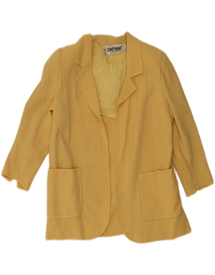 DAPHNE Womens 3/4 Sleeve Open Blazer Jacket UK 14 Medium Yellow Vintage Daphne and Second-Hand Daphne from Messina Hembry 