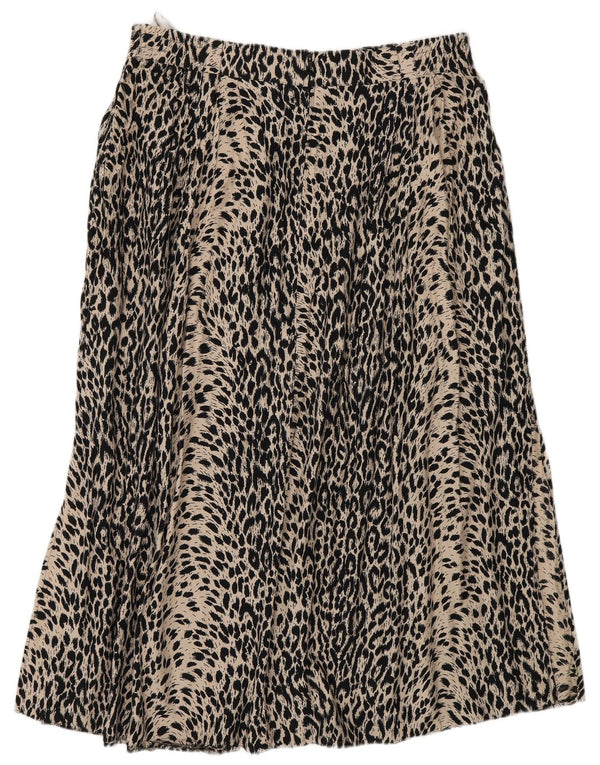 Vintage mujer A-Line falda EU 46 XL W34 Beige Animal Print Poliamida