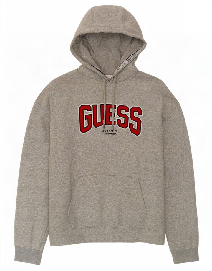 Guess Hombre Sudadera Con Capucha Gráfica Jersey De Algodón Gris Medio