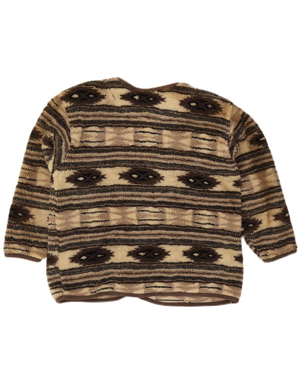 Vintage mujer chaqueta de lana Reino Unido 20 2XL marrón geométrico acrílico