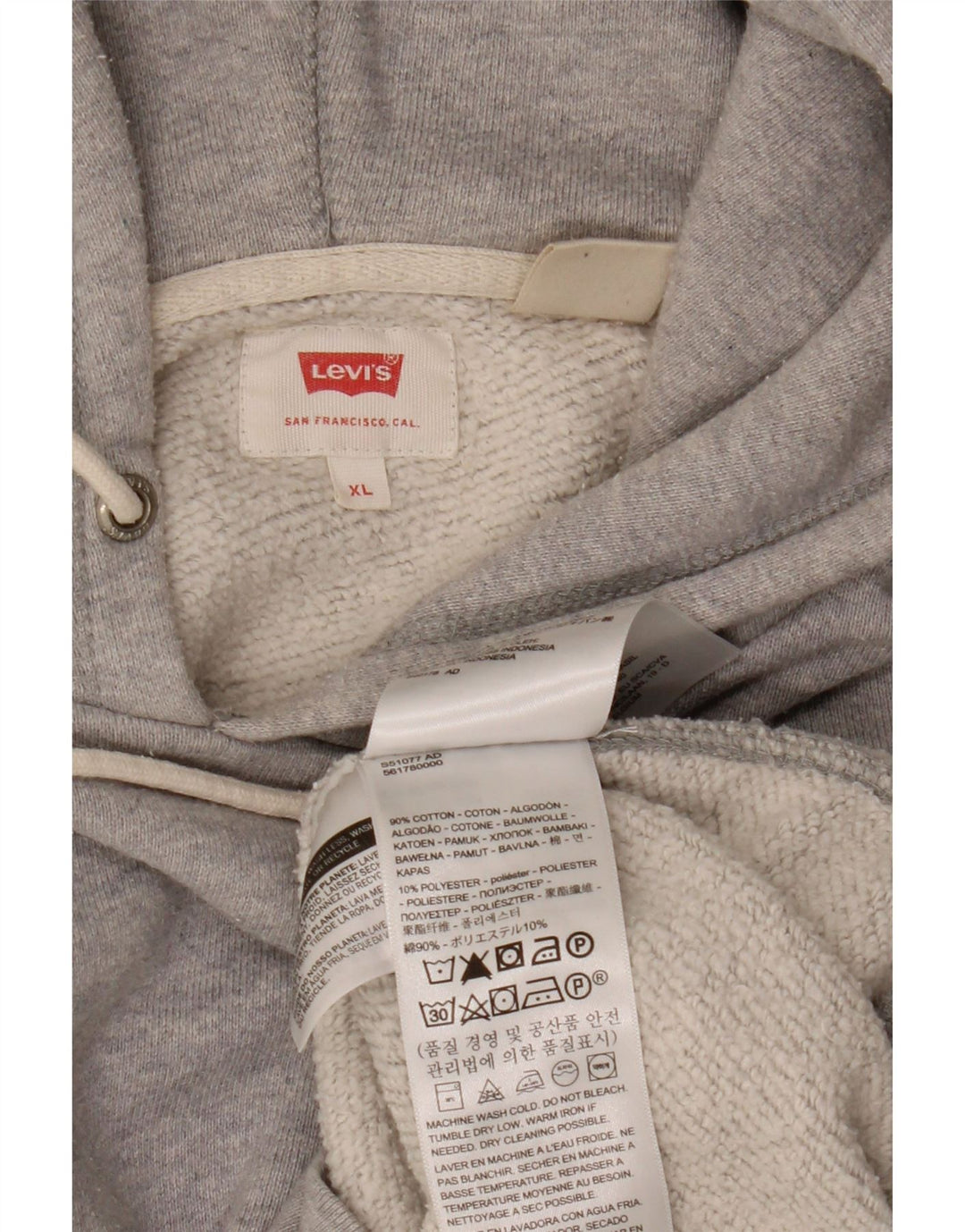 Levi's Hombre Sudadera Con Capucha Jumper XL Gris Algodón