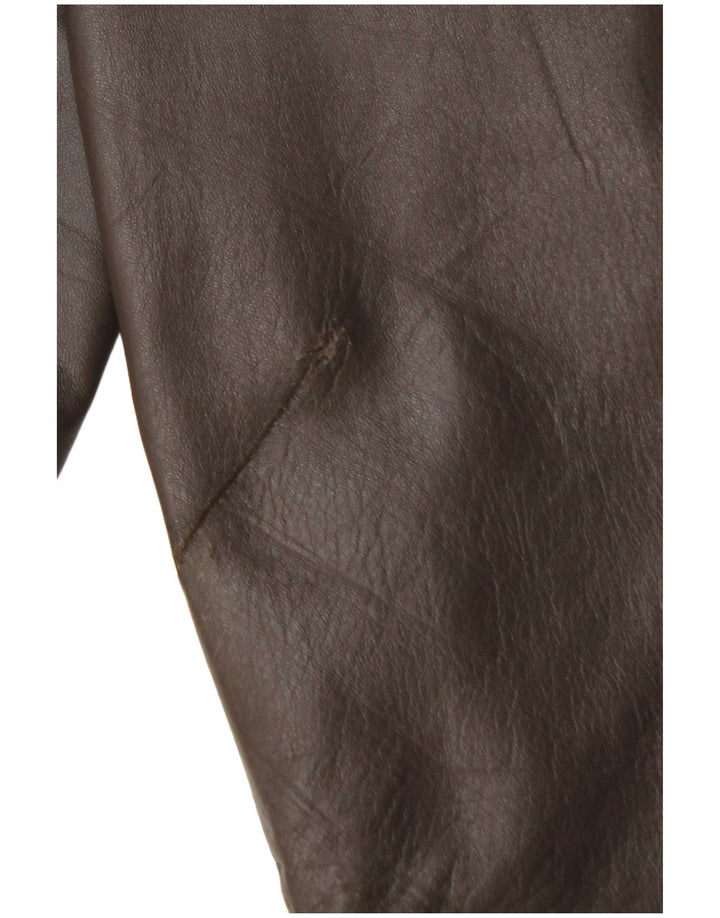Pantalón recto de piel VINTAGE para mujer W25 L29 Marrón