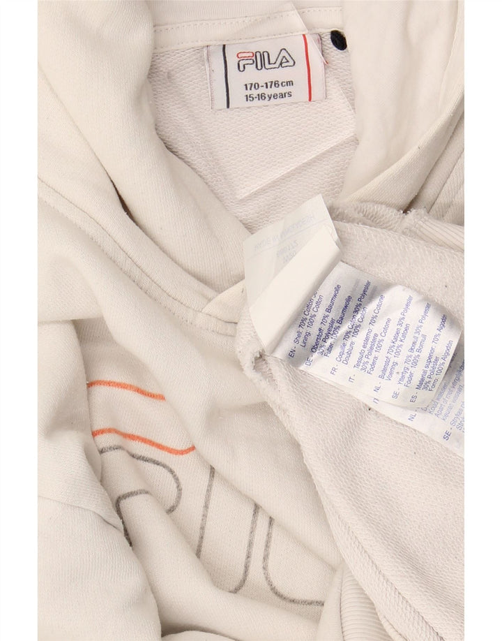 FILA Sudadera con capucha gráfica para niños 15-16 años Algodón blanco