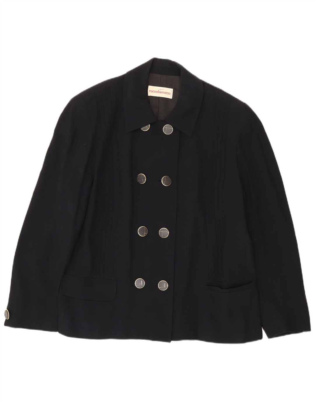 Roccobarocco Chaqueta tipo blazer con doble botonadura para mujer UK 40 XL Azul marino