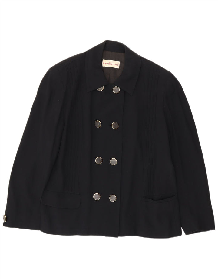 Roccobarocco Chaqueta tipo blazer con doble botonadura para mujer UK 40 XL Azul marino