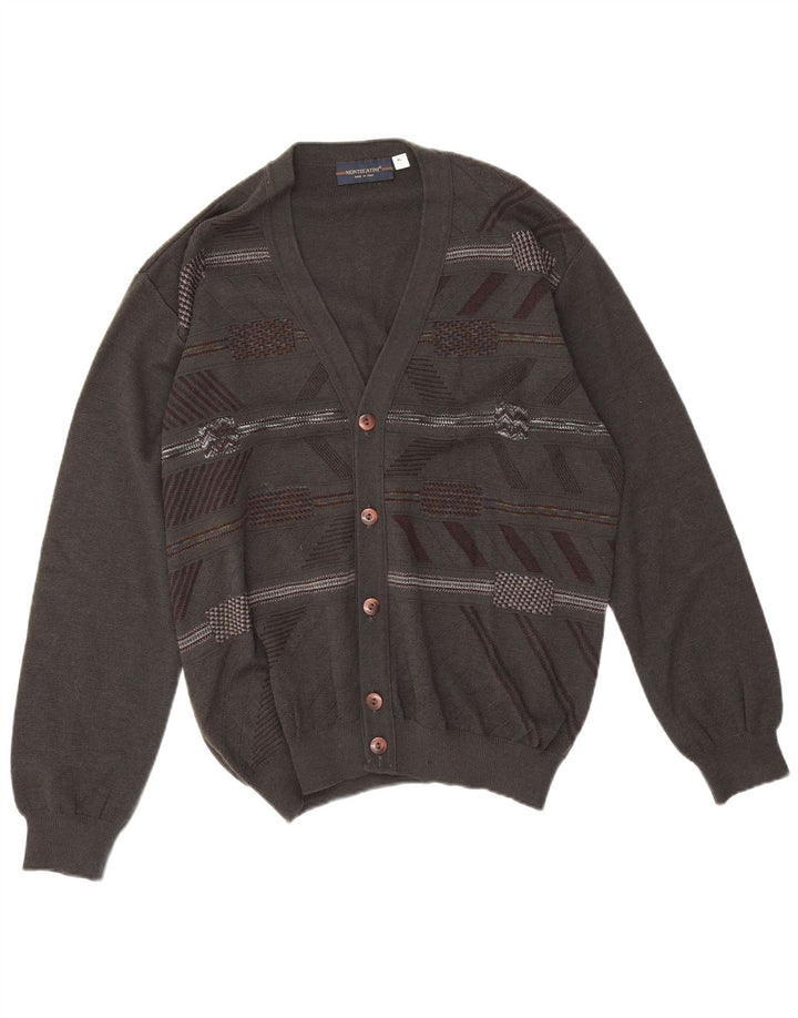 Montecatini Cárdigan Hombre XL Gris Geométrico Lana Merino