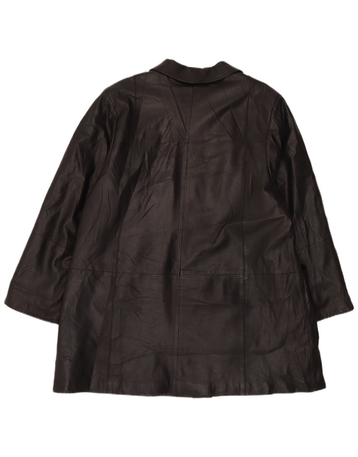 Vintage mujer abrigo de cuero de gran tamaño IT 48 XL cuero negro