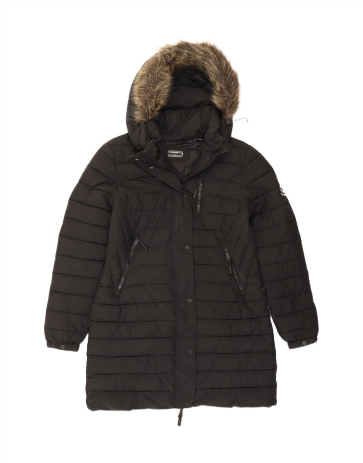 Superdry Chaqueta Acolchada Con Capucha Para Mujer UK 42 Mediano Negro Poliéster