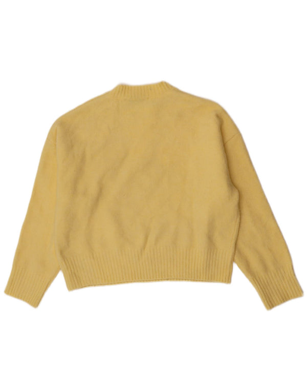 Zara Suéter De Cuello Redondo De Gran Tamaño para Mujer UK 10 Small Acrílico Amarillo