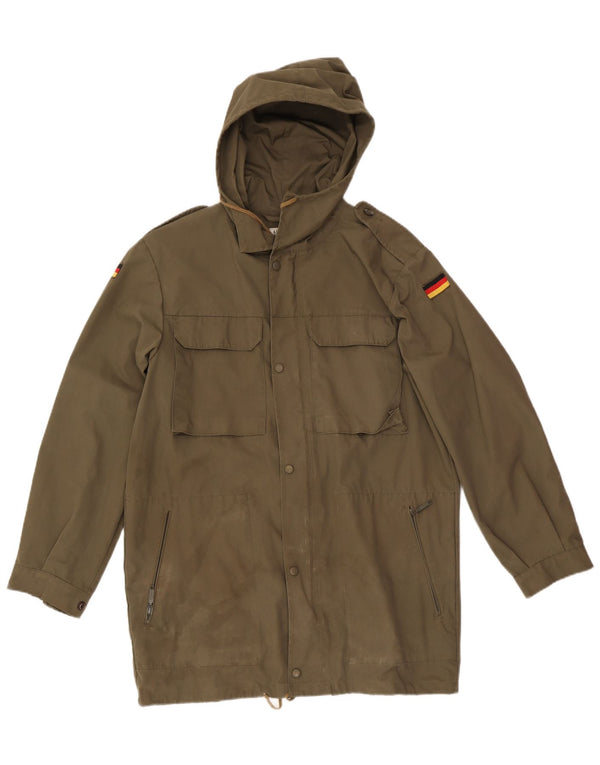 Vintage hombres con capucha chaqueta militar Reino Unido 38 medio caqui