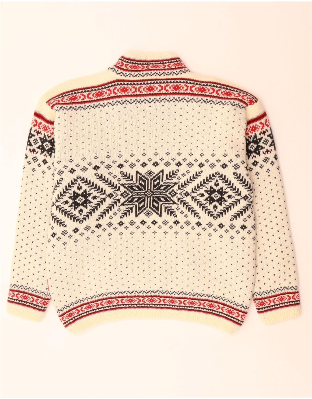 CAMPAGNOLO Jersey con Cuello Alto para Hombre Lana Fair Isle Blanca Mediana