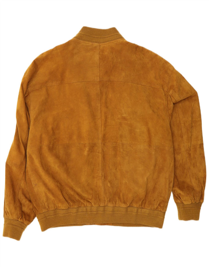 VINTAGE Chaqueta bomber de ante para hombre IT 50 Cuero marrón grande