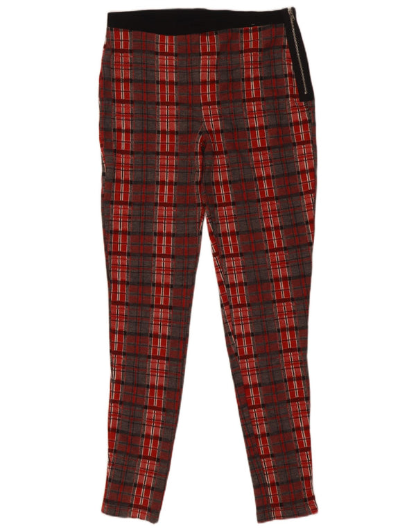 Topshop Pantalones casuales ajustados para mujer UK 12 Medium W28 L29 Red Check