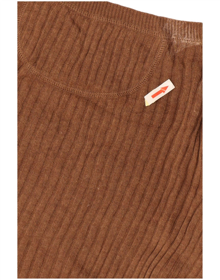 MOSSIMO Jersey de manga corta con cuello en V para mujer UK 44 Large Algodón marrón