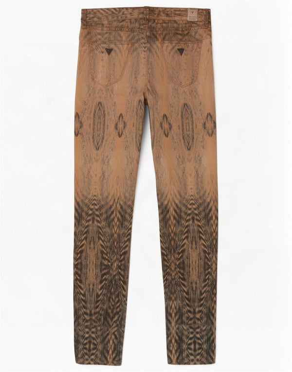 Guess Mujer Beverly Skinny Casual Pantalones W28 L30 Marrón Algodón Ikat