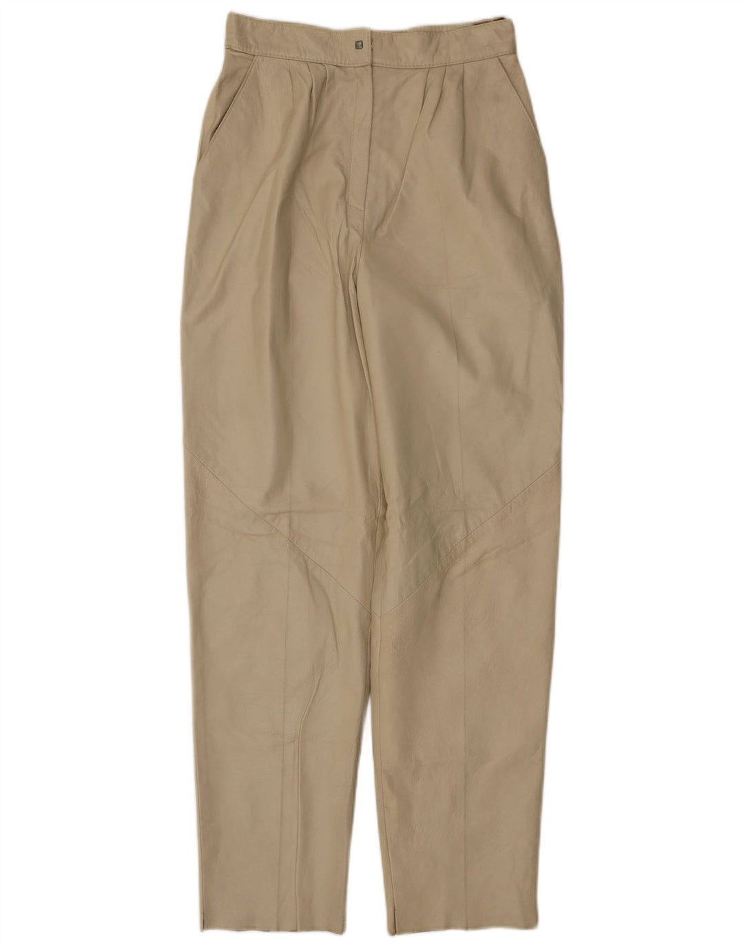 VINTAGE Pantalones de cuero cónicos para mujer W26 L30 Beige