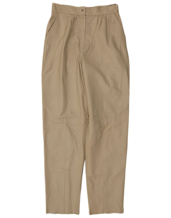 VINTAGE Pantalones de cuero cónicos para mujer W26 L30 Beige